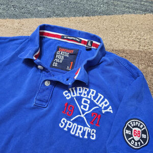 Superdry New Men’s Slim Fit Superstate Cotton Blue 2XL Polo Shirt